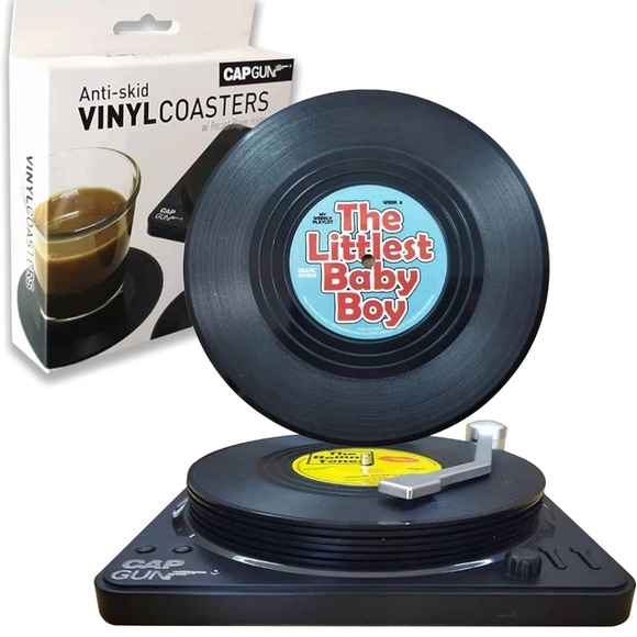 VINYL Coaster Set on a Record Player Design - Picture 2 of 10